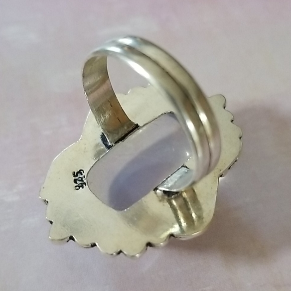 Hand Crafted Milky Opal .925 Sterling Silver Statement Ring SZ 8 3/4 - Picture 4 of 16